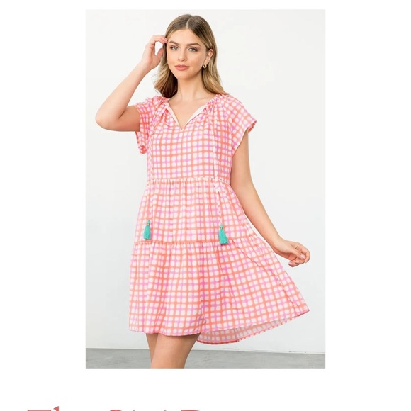 THML Pink/Orange/White Patterned Dress Sz M - Picture 2 of 12